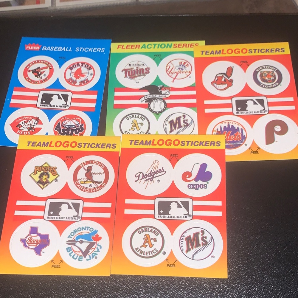 5ct 89-90 Fleer Assorted Team Baseball Stickers